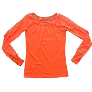 Oiselle Mesh Cutout Long Sleeve Running Shirt Sz S Orange EUC